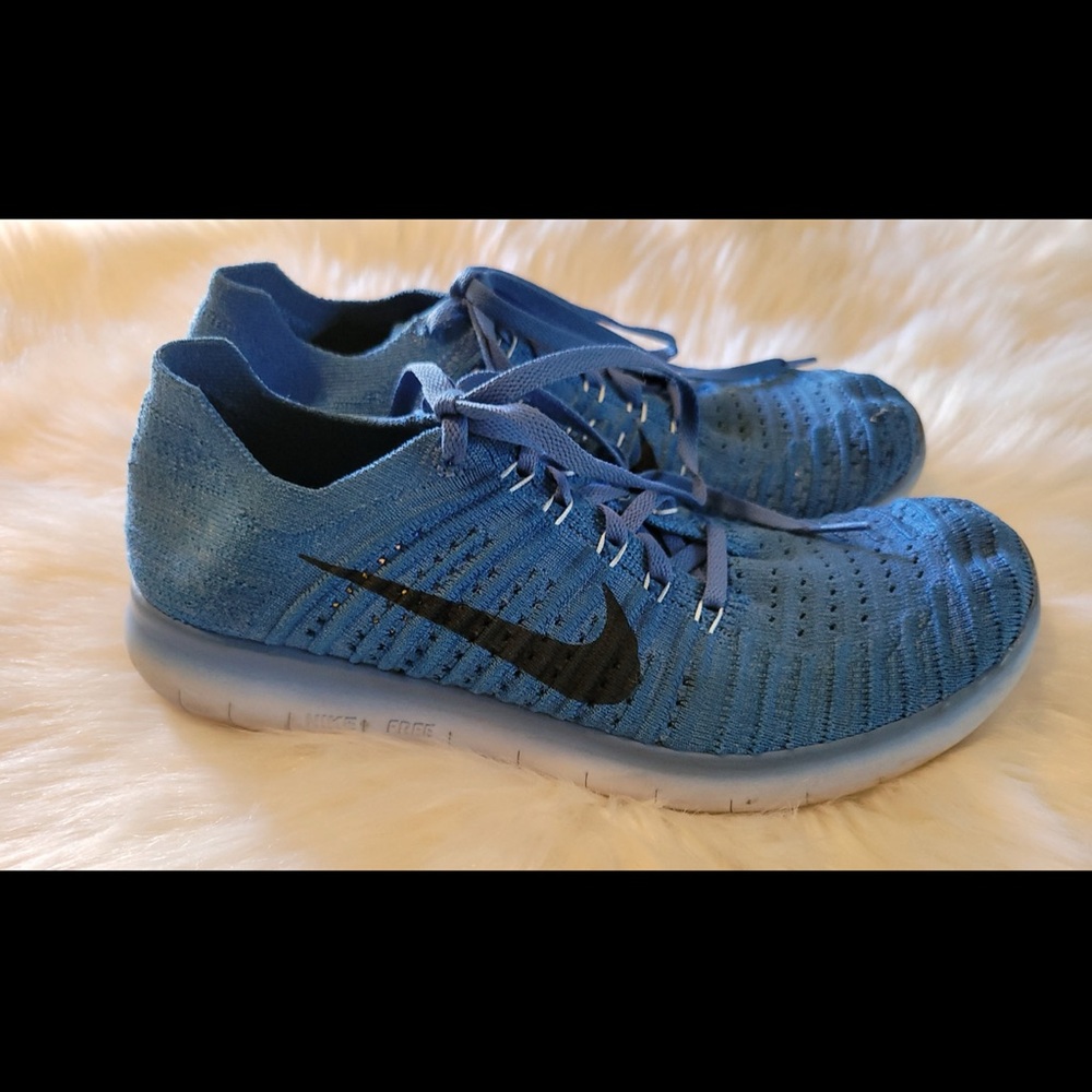 Nike Free RN 4.0 Laser Blue Black Flyknit Athletic Running Shoes Trainers WMNS 9 - Picture 3 of 7